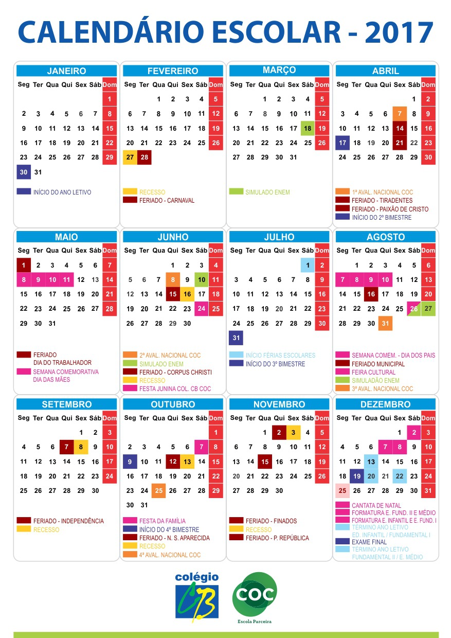 Calendário Escolar 2017